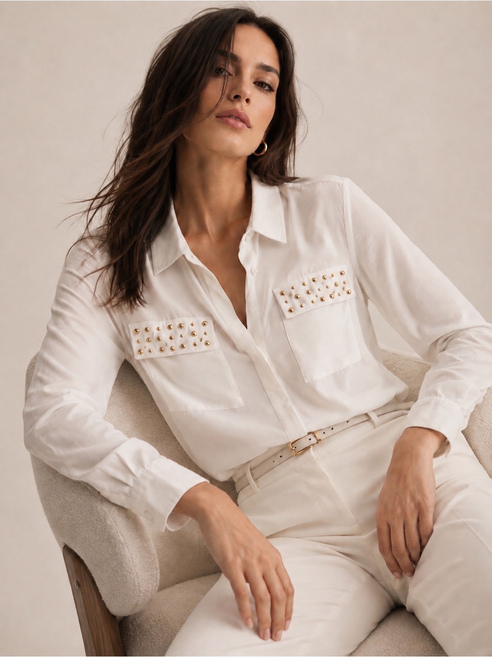 Michael Kors Studded Pocket Blouse | Size Large | Like New